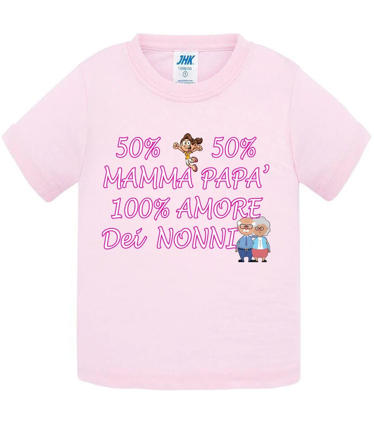 STREET STYLE T-shirt Bambino e Bambina Baby &amp; Kid 50% Mamma 50% Papà Amore dei Nonni - Vari colori
