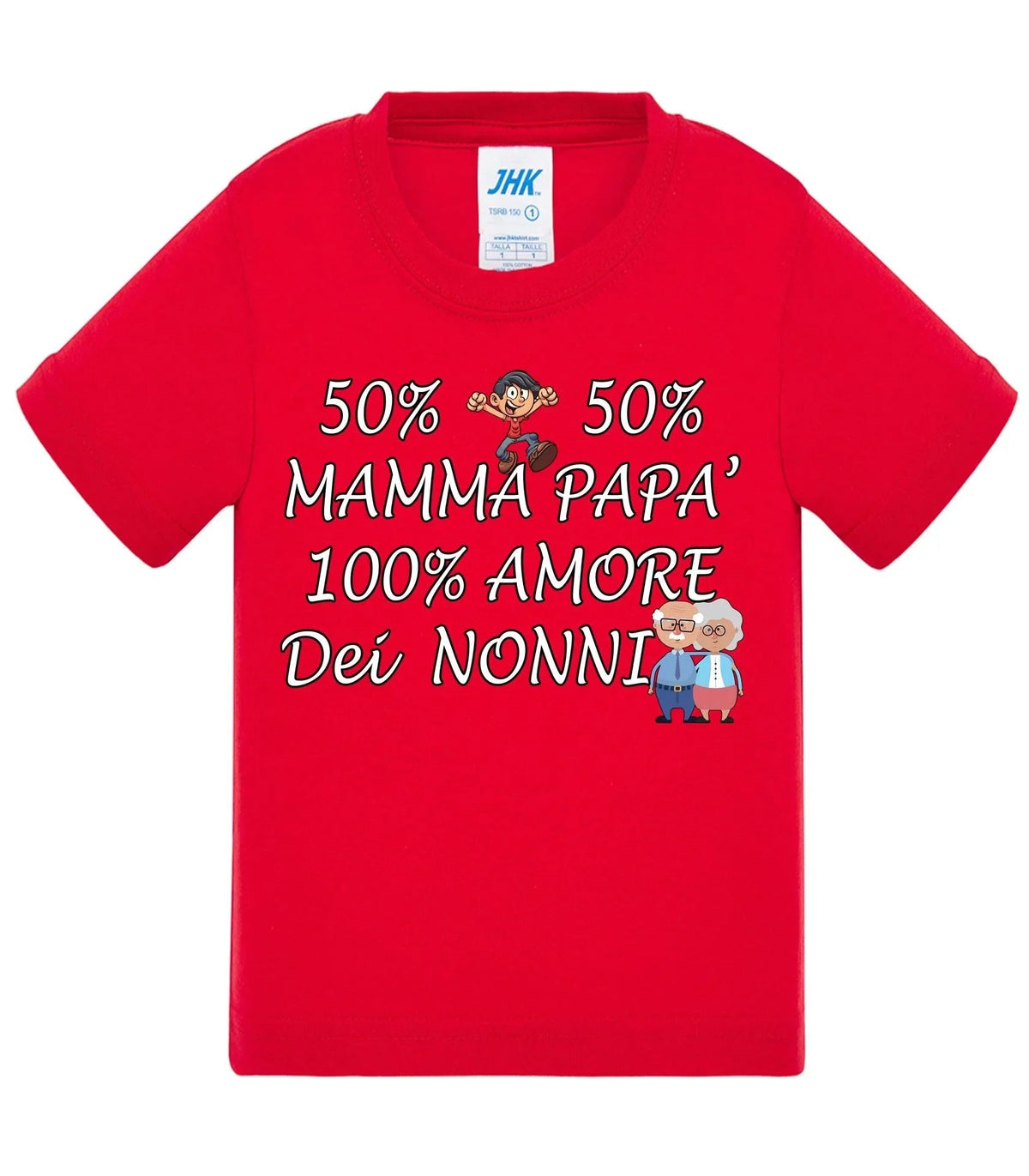 STREET STYLE T-shirt Bambino e Bambina Baby &amp; Kid 50% Mamma 50% Papà Amore dei Nonni - Vari colori