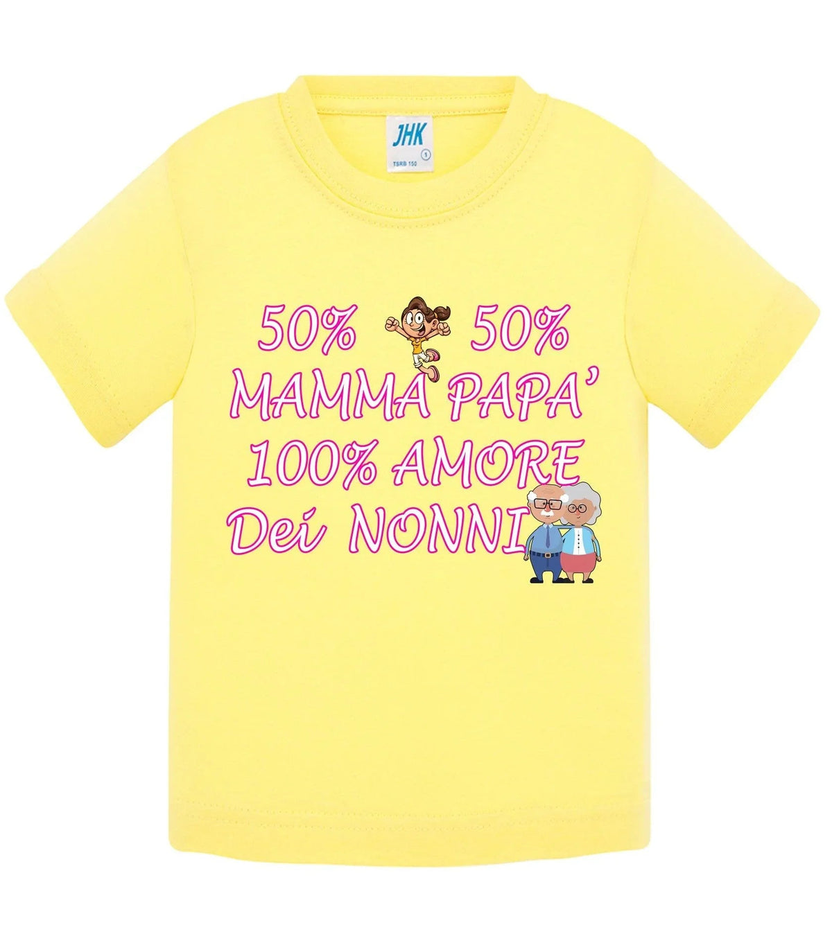 STREET STYLE T-shirt Bambino e Bambina Baby &amp; Kid 50% Mamma 50% Papà Amore dei Nonni - Vari colori