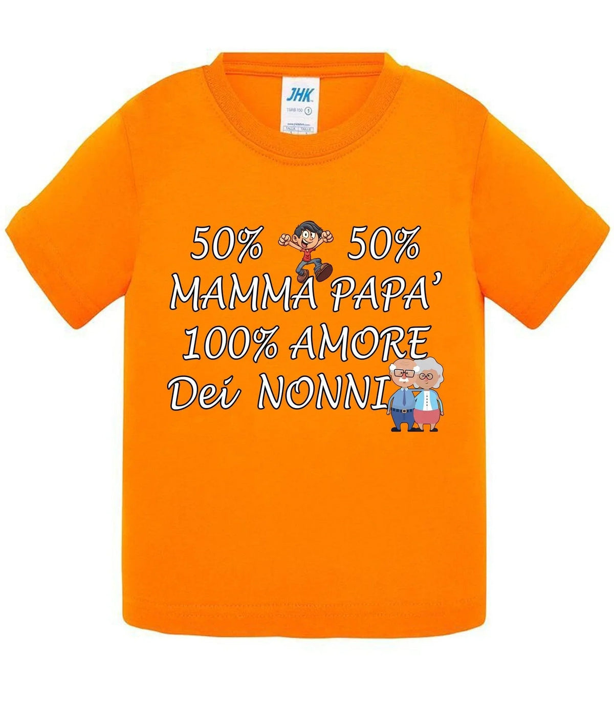 STREET STYLE T-shirt Bambino e Bambina Baby &amp; Kid 50% Mamma 50% Papà Amore dei Nonni - Vari colori