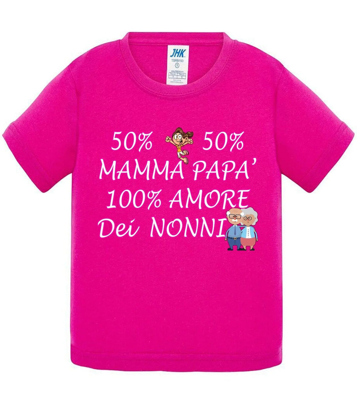 STREET STYLE T-shirt Bambino e Bambina Baby &amp; Kid 50% Mamma 50% Papà Amore dei Nonni - Vari colori
