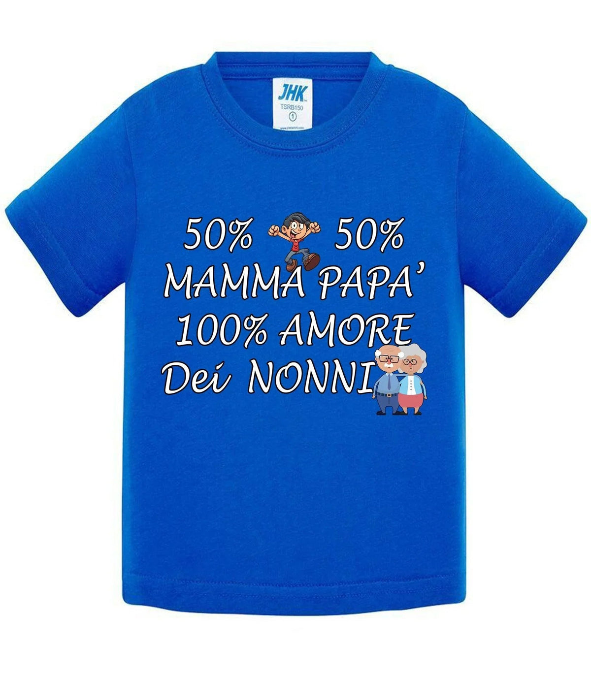 STREET STYLE T-shirt Bambino e Bambina Baby &amp; Kid 50% Mamma 50% Papà Amore dei Nonni - Vari colori