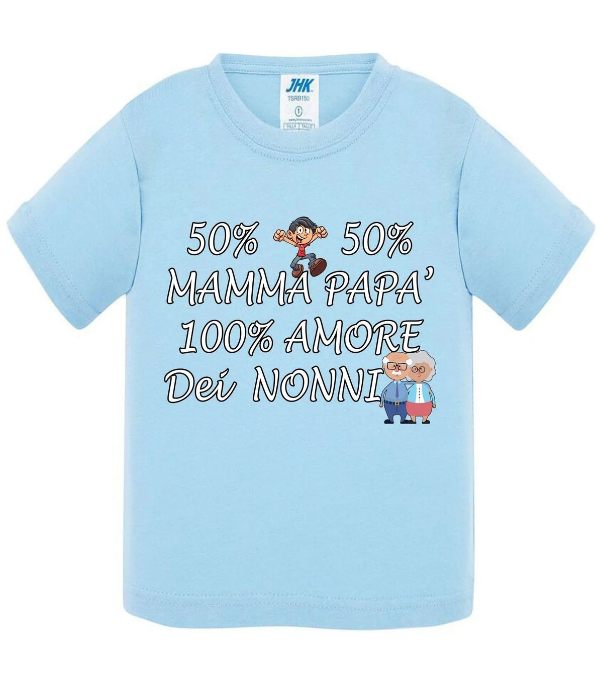 STREET STYLE T-shirt Bambino e Bambina Baby &amp; Kid 50% Mamma 50% Papà Amore dei Nonni - Vari colori