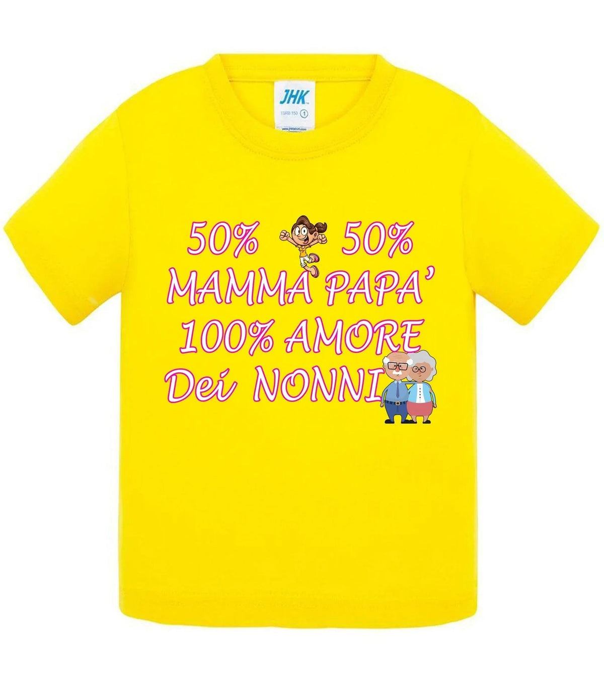STREET STYLE T-shirt Bambino e Bambina Baby &amp; Kid 50% Mamma 50% Papà Amore dei Nonni - Vari colori