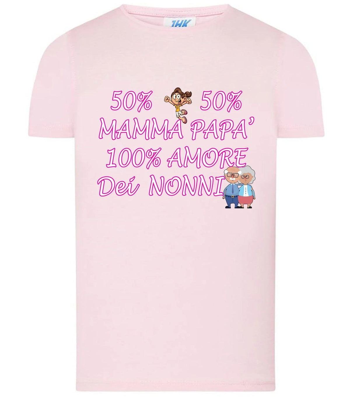 50% Mamma 50% Papà Amore dei Nonni T-shirt solo da femmina Mod. Slim