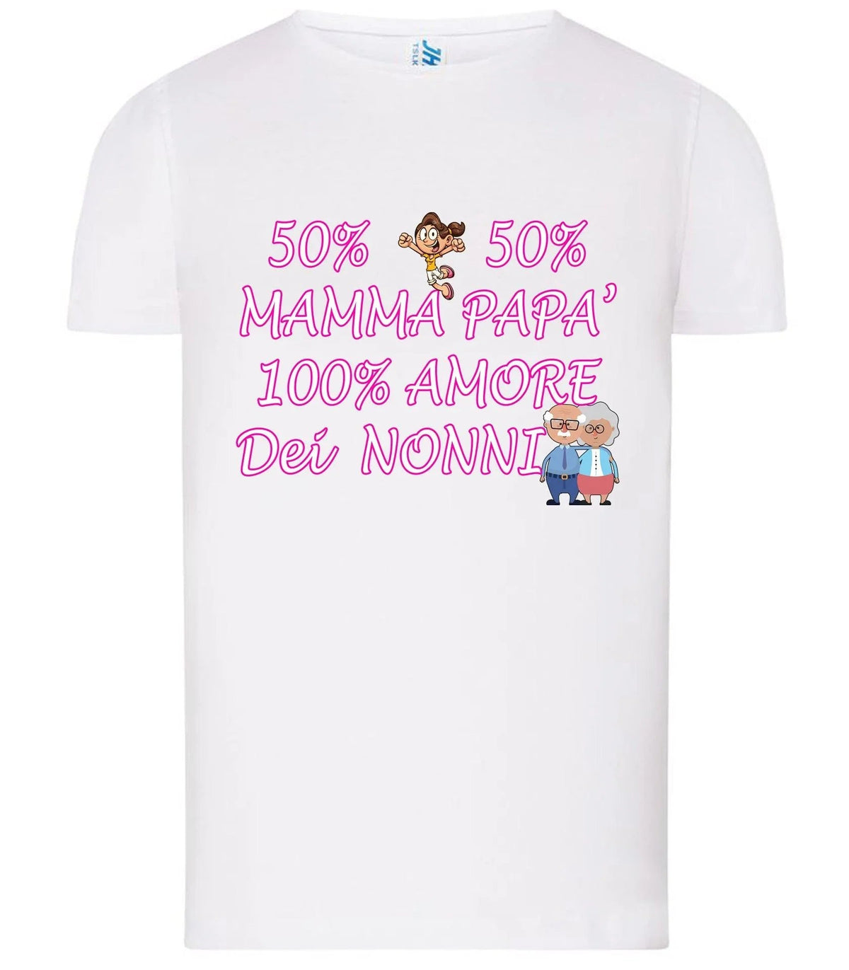 50% Mamma 50% Papà Amore dei Nonni T-shirt solo da femmina Mod. Slim