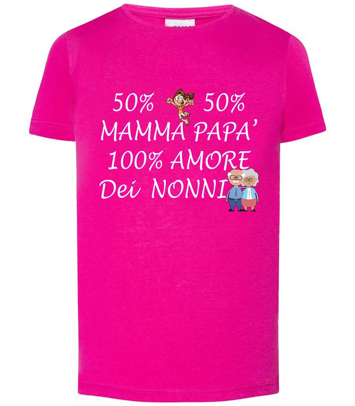 50% Mamma 50% Papà Amore dei Nonni T-shirt solo da femmina Mod. Slim