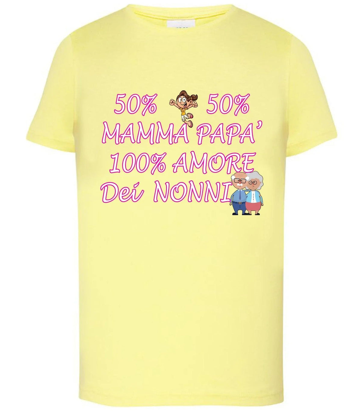 50% Mamma 50% Papà Amore dei Nonni T-shirt solo da femmina Mod. Slim