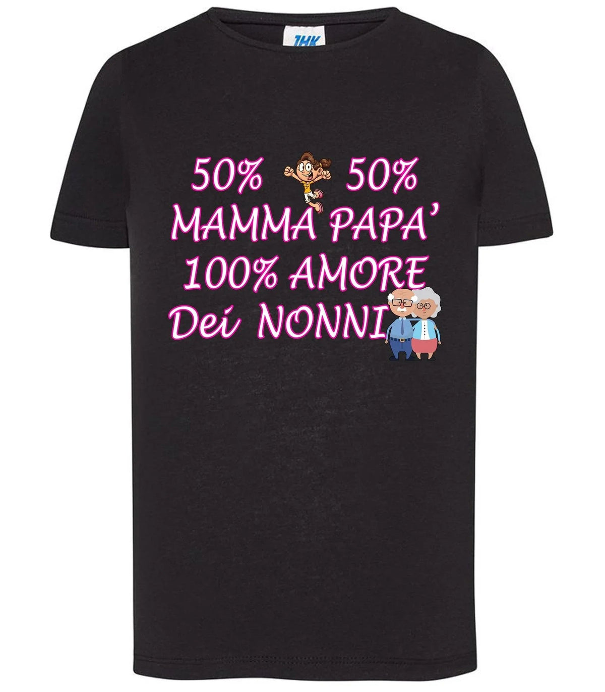 50% Mamma 50% Papà Amore dei Nonni T-shirt solo da femmina Mod. Slim