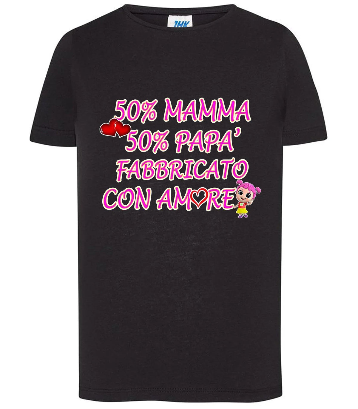 50% Mamma 50% Papà' Fabbricato Con Aamore T-shirt solo da femmina Mod. Slim