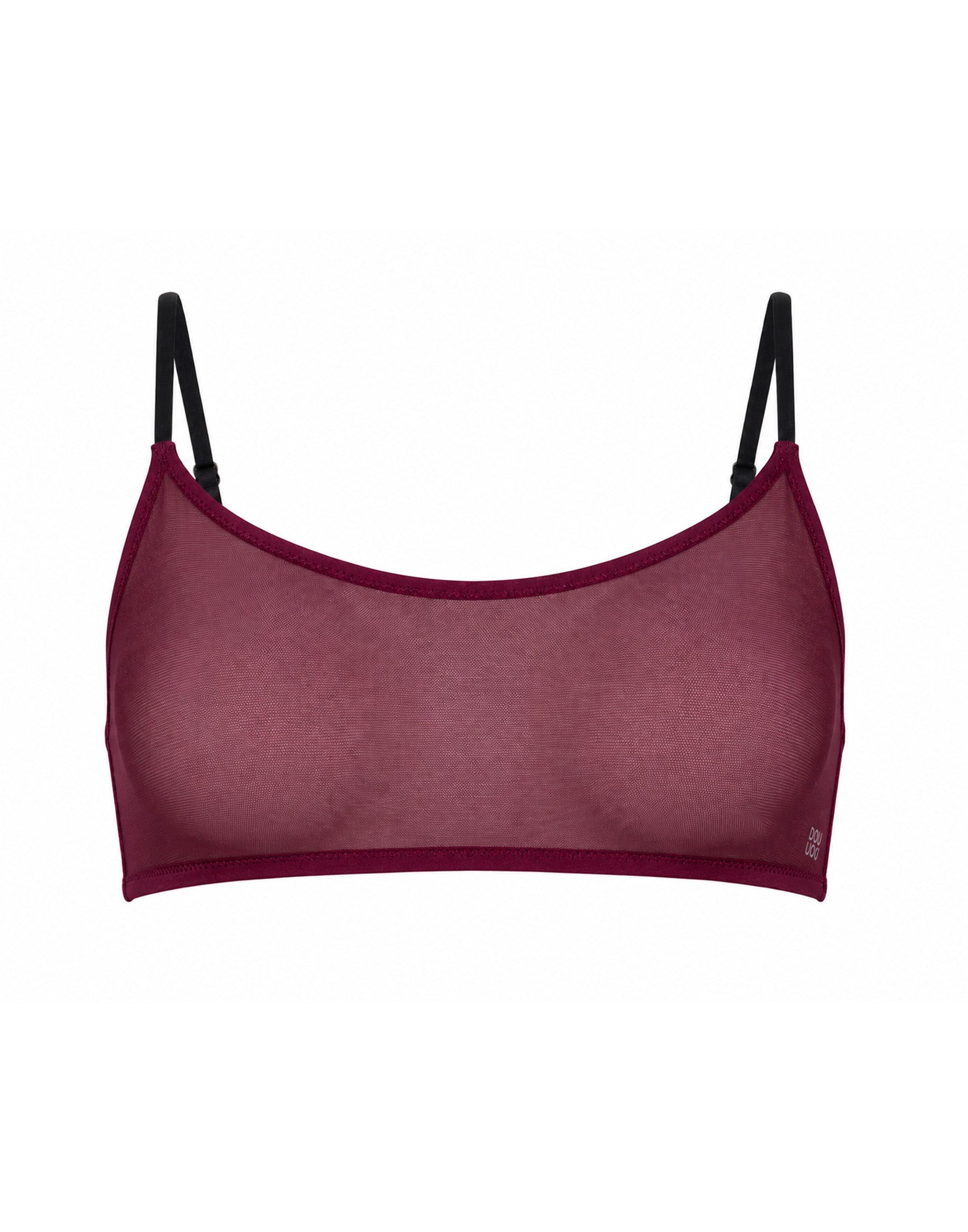 DOUUOD Reggiseno a Fascia in Tulle Bordeaux