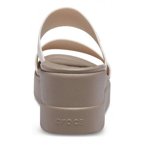 Crocs Women's Brooklyn Mid Wedge Strap Sandal 206219-16T Stucco-Mushroom