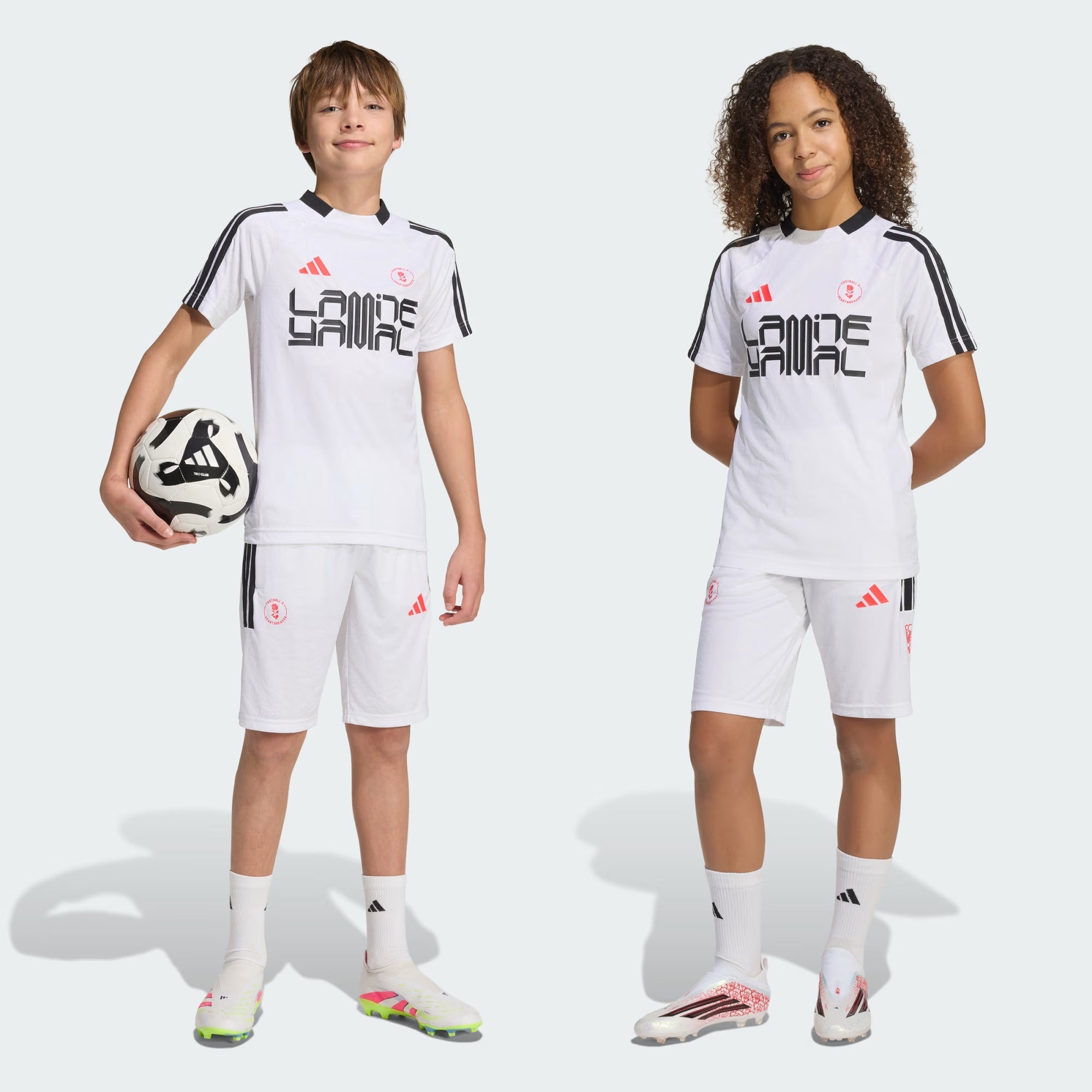 Adidas Pantaloncino Allenamento Junior Lamine Yamal KD6434 - Bianco Bambino