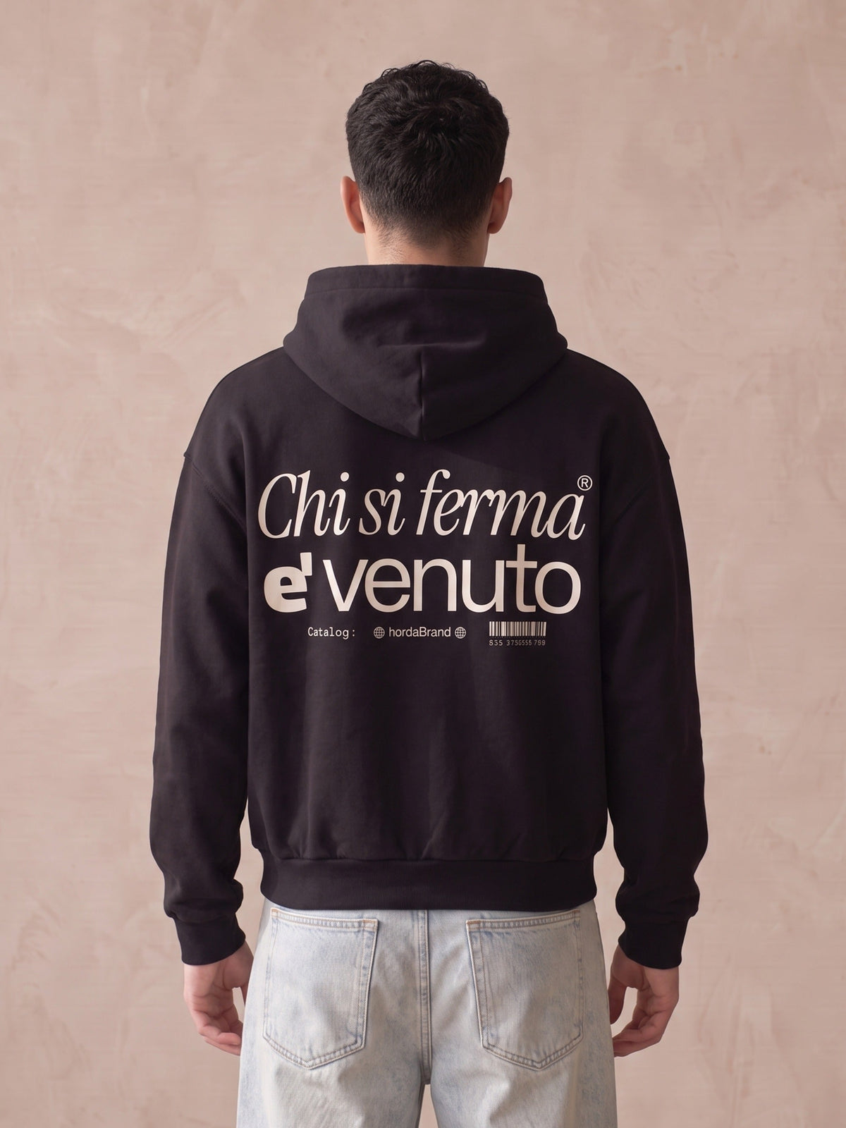 Felpa con Cappuccio Nera Oversize Motion 330g