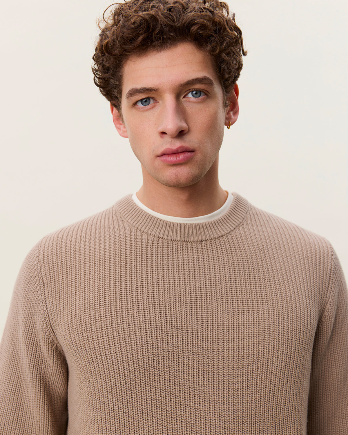 Crewneck Knit Rib Dark Sand