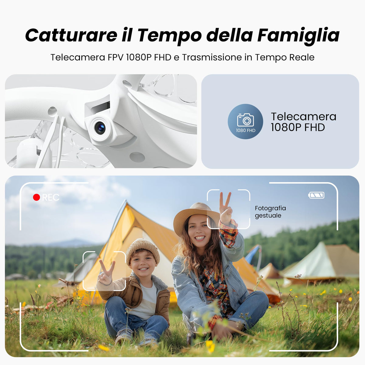 Ameta Morpho Drone con Telecamera per Bambini 1080P HD, Mini Droni FPV con 32 Luci RGB/Volo Circolare/ 3D Flip/ 18min di Volo/Cicalino Perso, Giocattolo per Ragazzi Ragazze, Meno di 249g