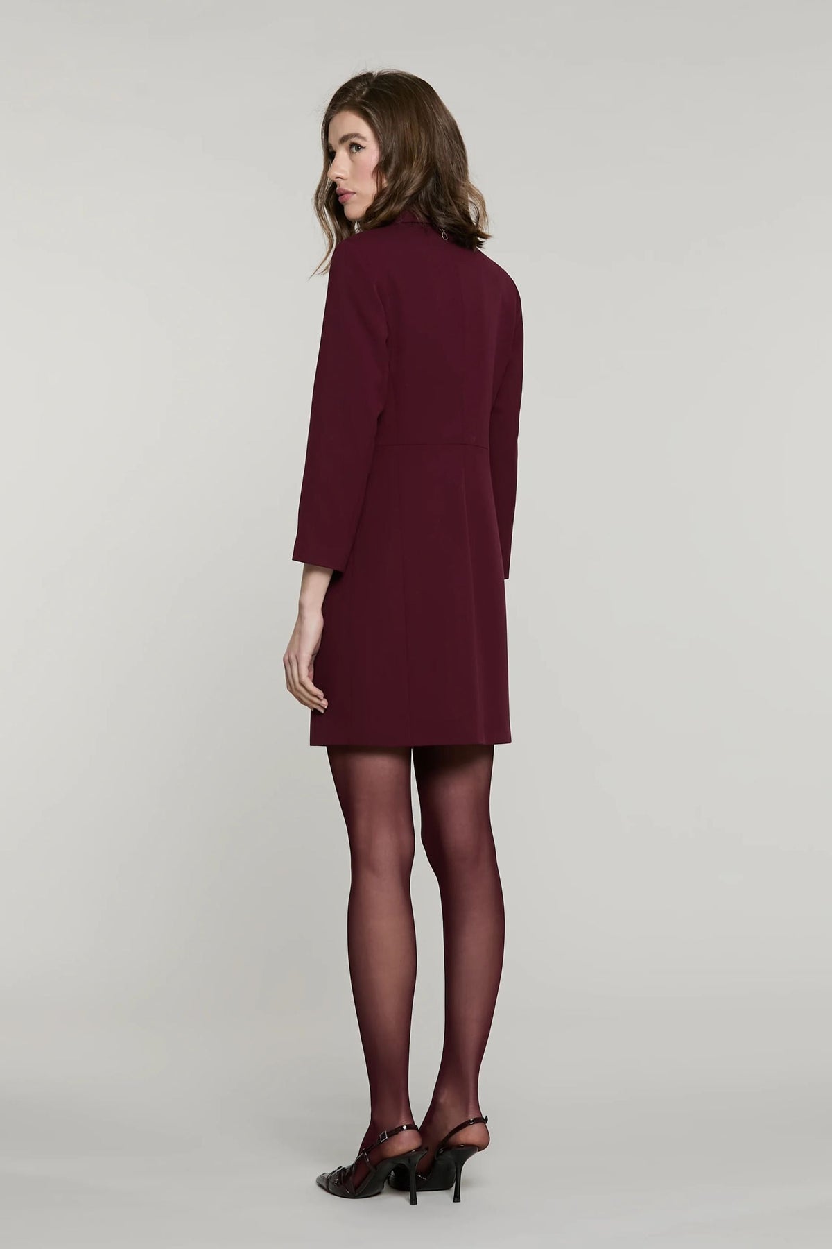 Relish Abito DUALIPA corto manica 3/4 effetto giacca doppio petto con taschino più patta RDA2609091011 vino