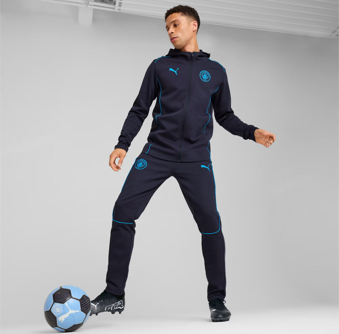 Puma Giacca Tuta Casual Hoodie MCFC Manchester City 2024/2025 Blu Navy