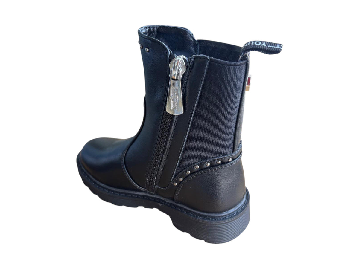 Cult stivale bimbo senza laccio con borchie, elastico e cerniera laterale T-712 25-30 nero