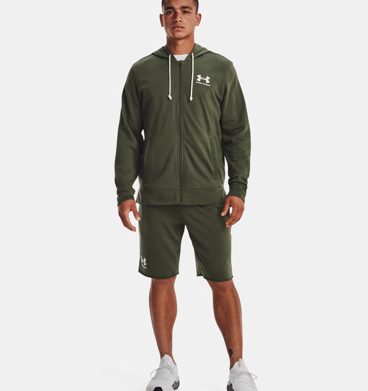 Maglia Rival Terry Full Zip Uomo Marine Green/Onyx White