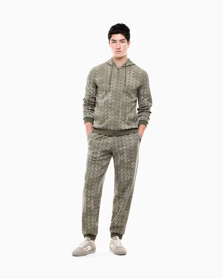 EA7 ARMANI Felpa Logo Series full zip con cappuccio in misto cotone 7M002206 AF12660 F7011 verde