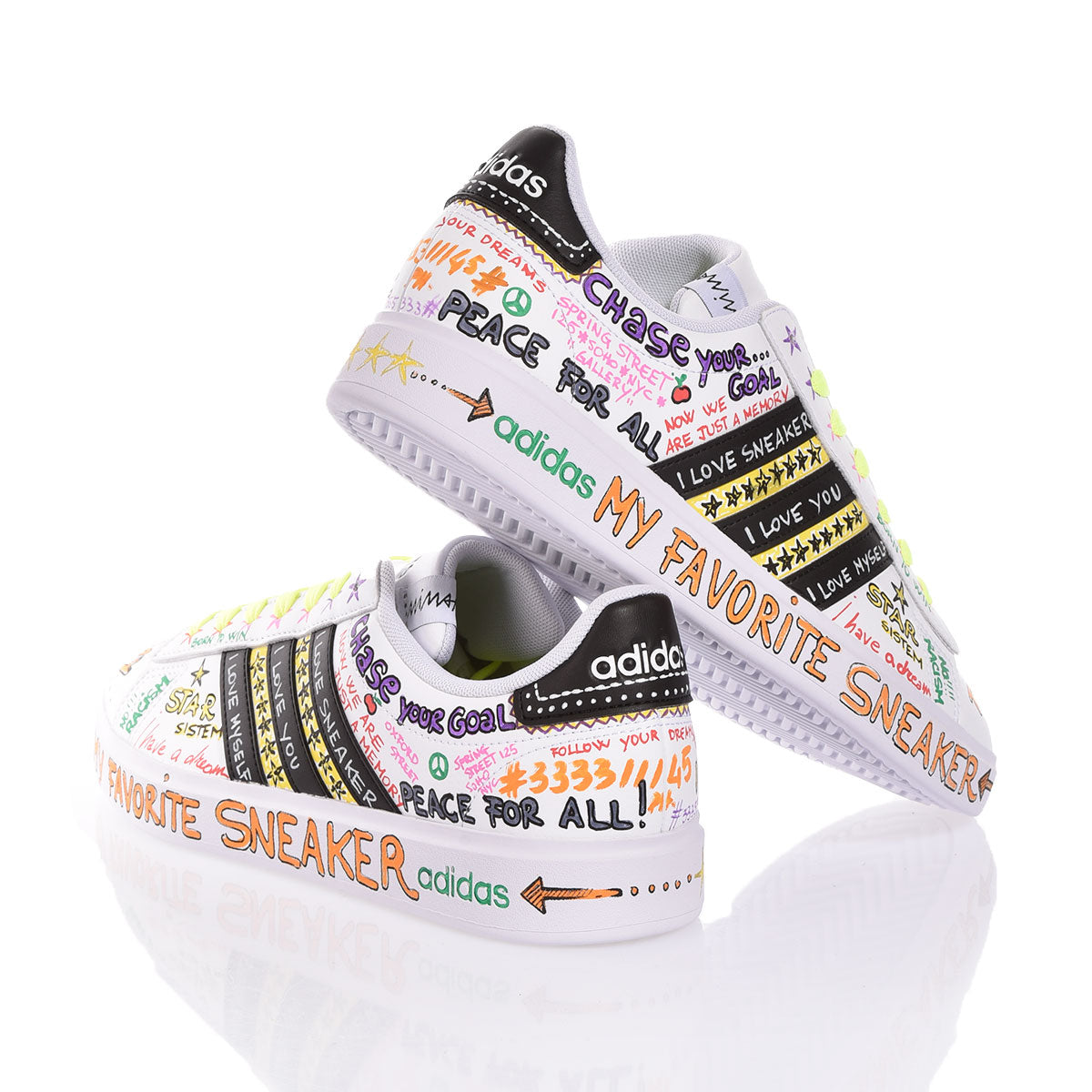 Adidas Sneaker Unisex White Board Graffiti Bianco