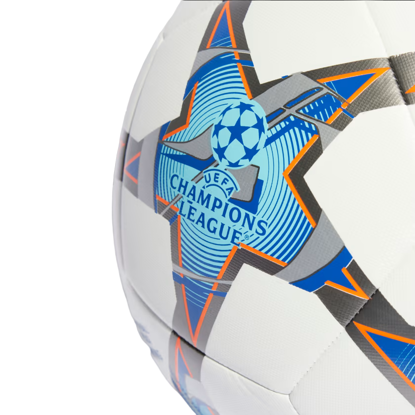 Adidas UCL Training Soccer Ball with UEFA Champions League graphics IA0952 white-silver-light blue size 5
