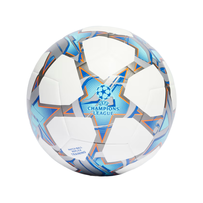 Adidas UCL Training Soccer Ball with UEFA Champions League graphics IA0952 white-silver-light blue size 5