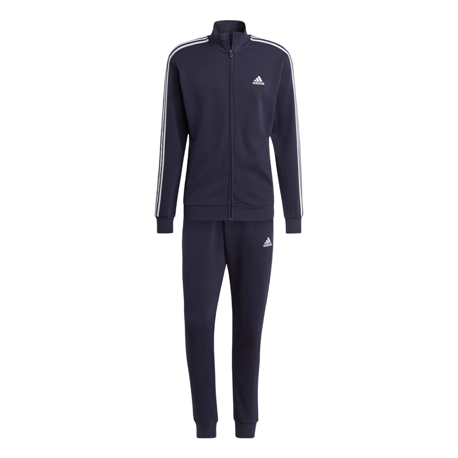 Adidas men's brushed cotton tracksuit with 3 stripes IC6765 blue