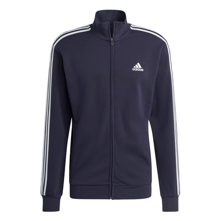 Adidas men's brushed cotton tracksuit with 3 stripes IC6765 blue