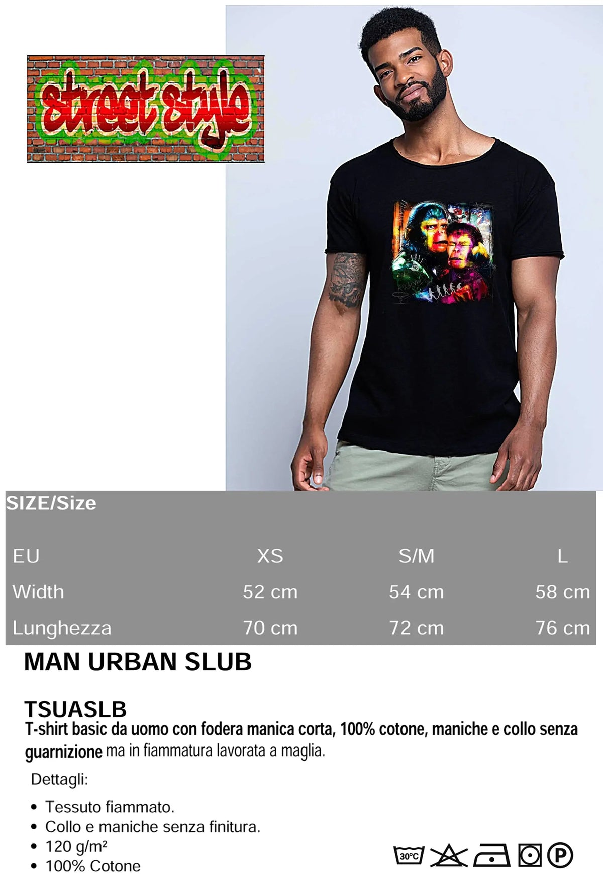 Apocalyps Pianeta  delle Scimmie Color Stilizzato Film 18-20-33 T-shirt Urban Slub Men Uomo 100% Cotone Fiammato JK
