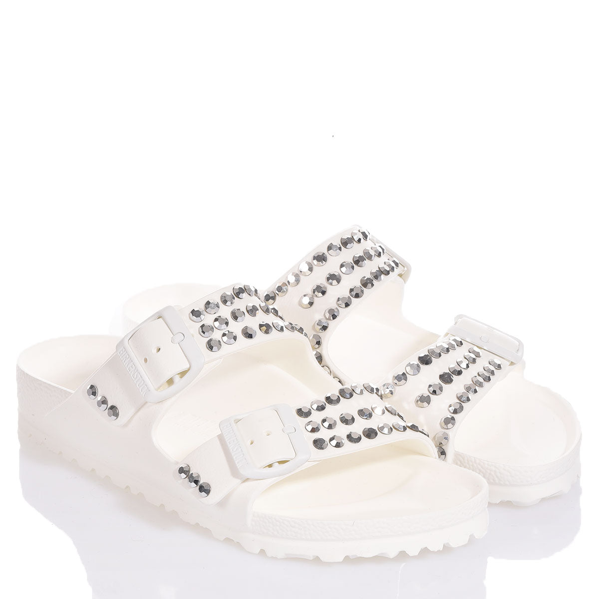 Birkenstock Sandalo Donna Arizona White Mirror Swarovski Bianco