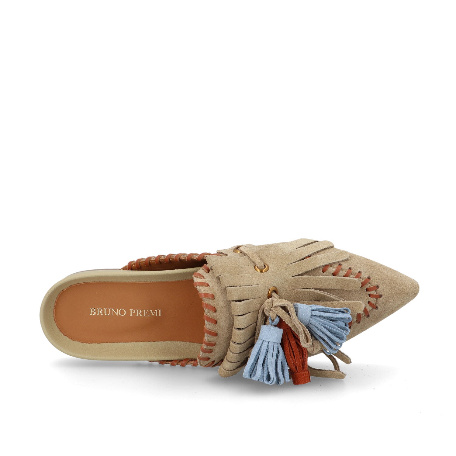 Bruno Premi Sabot Basso Donna con Nappine in Camoscio Beige
