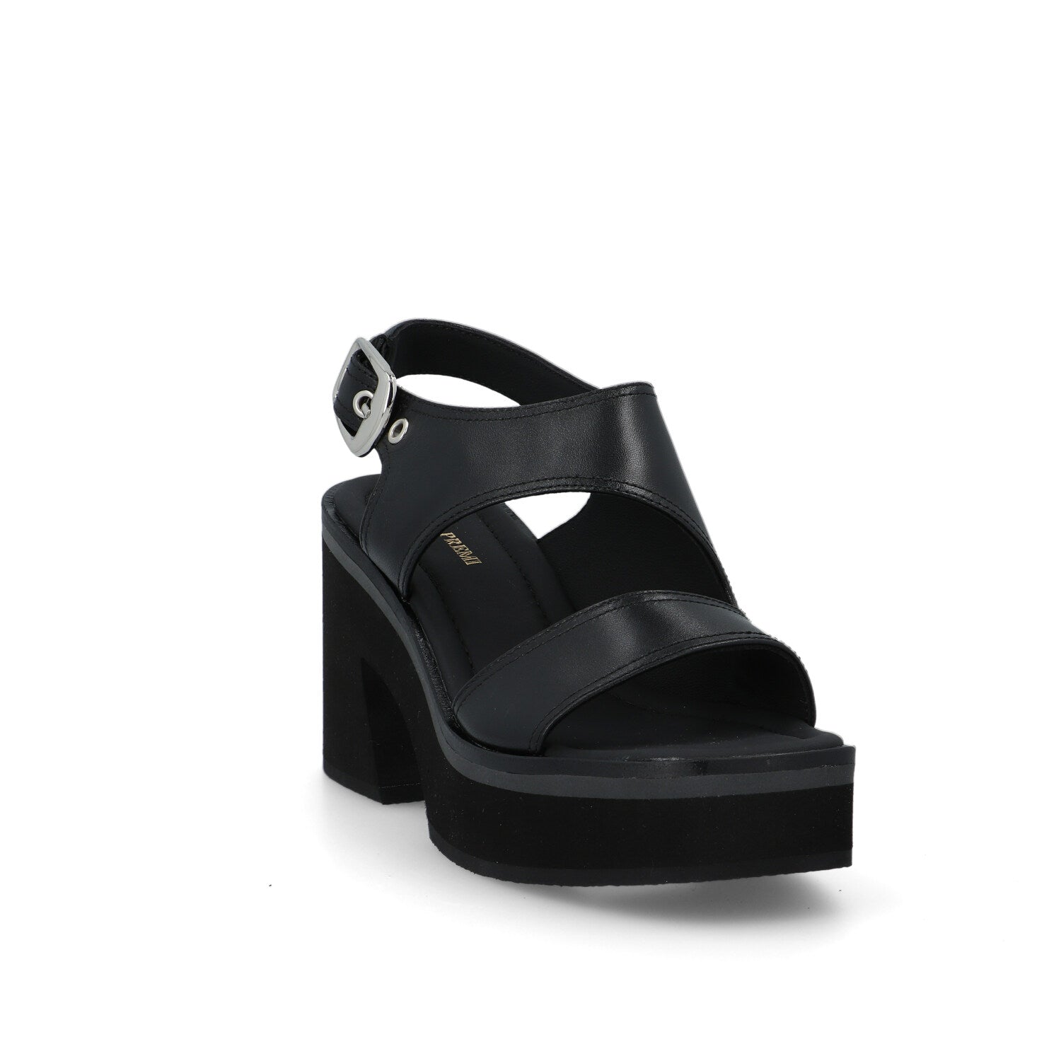 Bruno Premi Sandalo Donna con Plateau in Pelle Nera bn6703x