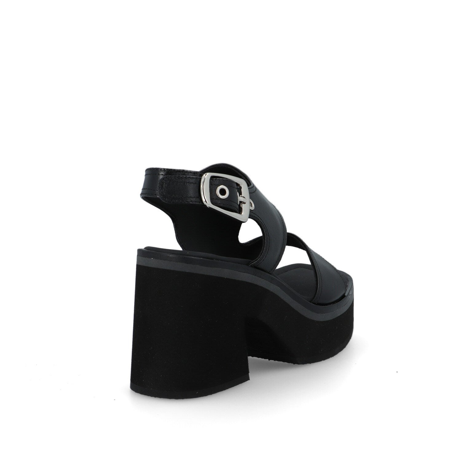 Bruno Premi Sandalo Donna con Plateau in Pelle Nera bn6703x