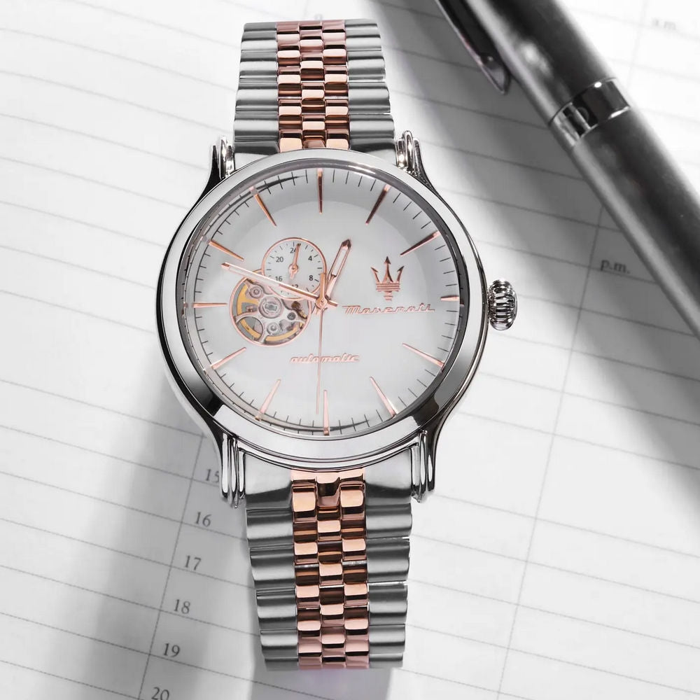 Maserati Epoca Automatico Silver &amp; Oro Rosa 42mm – open heart