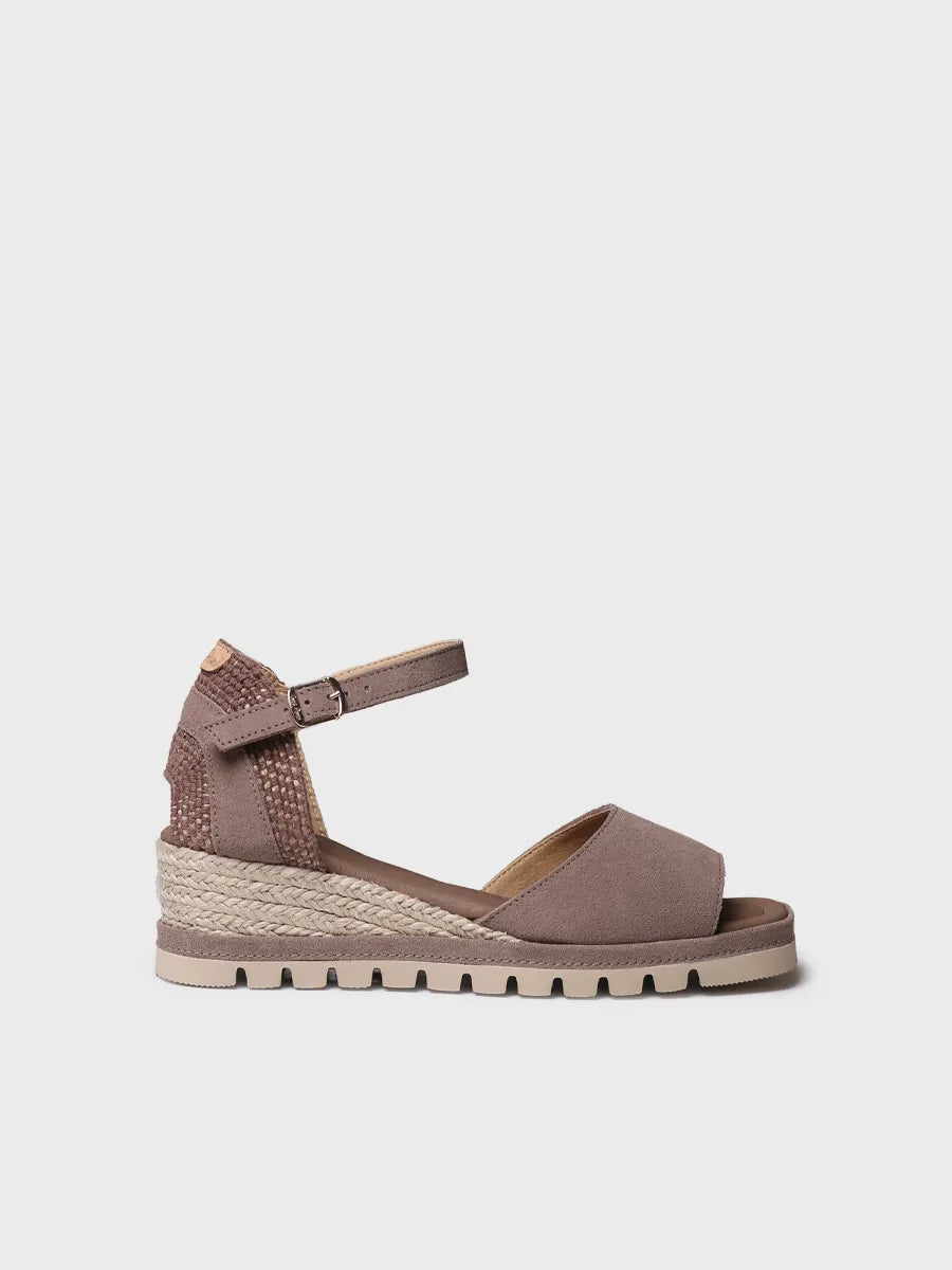 Espadrillas da donna Toni Pons Brisa con zeppa in camoscio Taupe