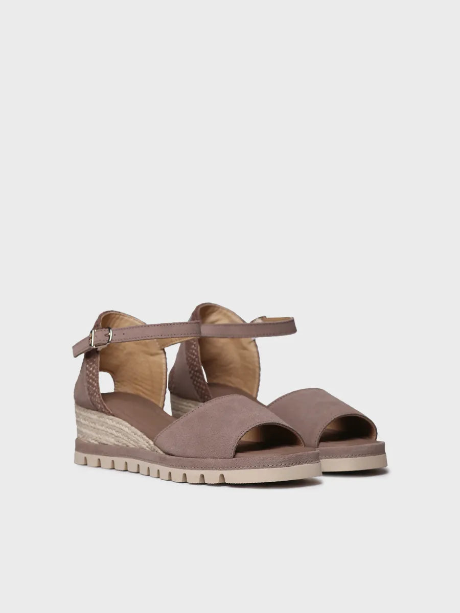 Espadrillas da donna Toni Pons Brisa con zeppa in camoscio Taupe