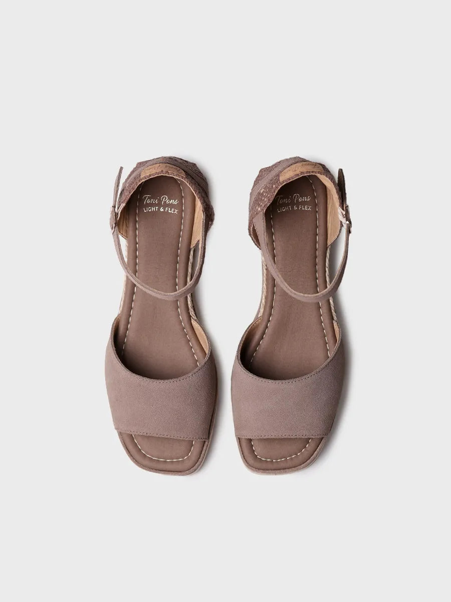 Espadrillas da donna Toni Pons Brisa con zeppa in camoscio Taupe