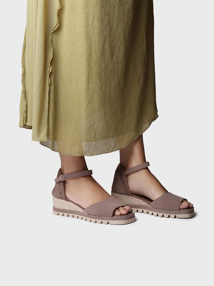 Espadrillas da donna Toni Pons Brisa con zeppa in camoscio Taupe