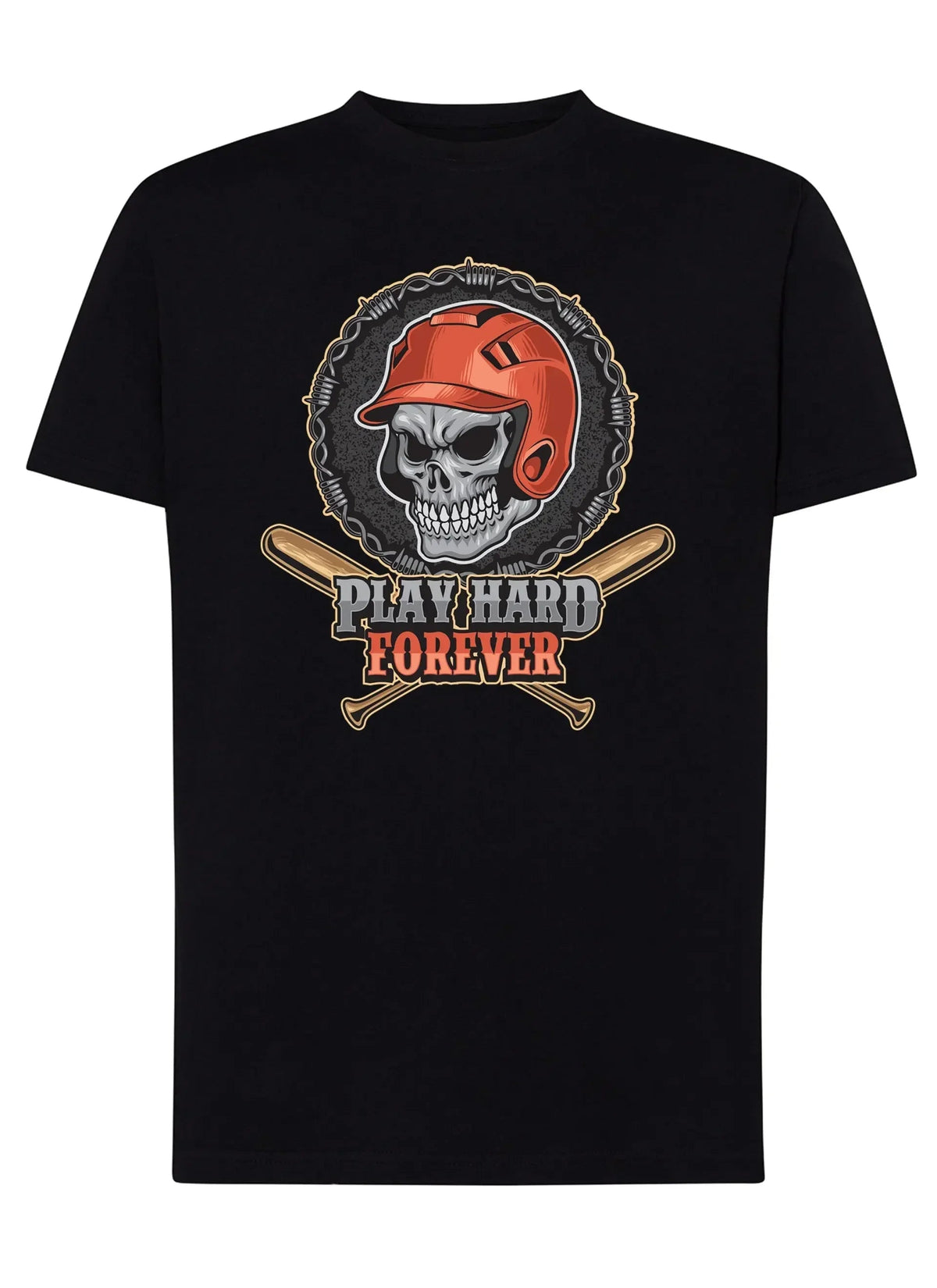 Baseball Skull Motor Tattoo 9052 T-shirt Urban Men Uomo 100% Cotone Pettinato JK