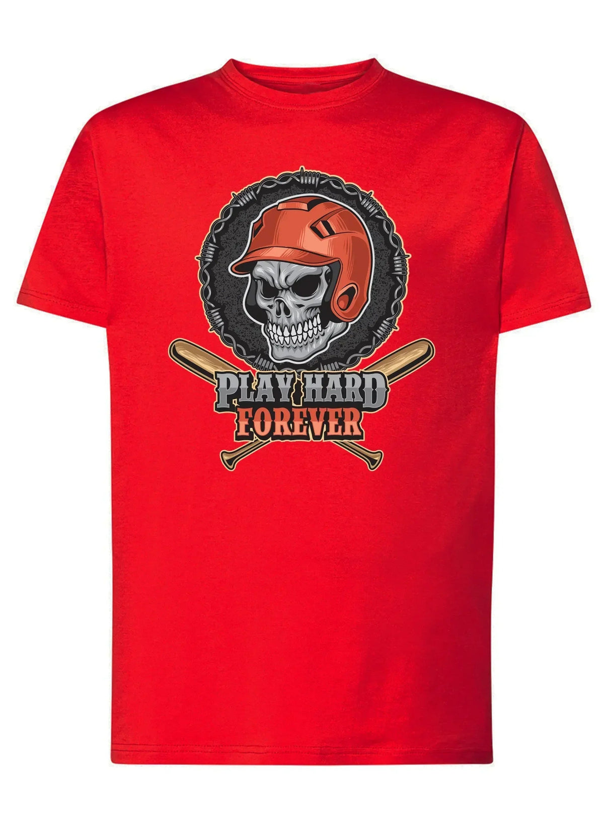 Baseball Skull Motor Tattoo 9052 T-shirt Urban Men Uomo 100% Cotone Pettinato JK