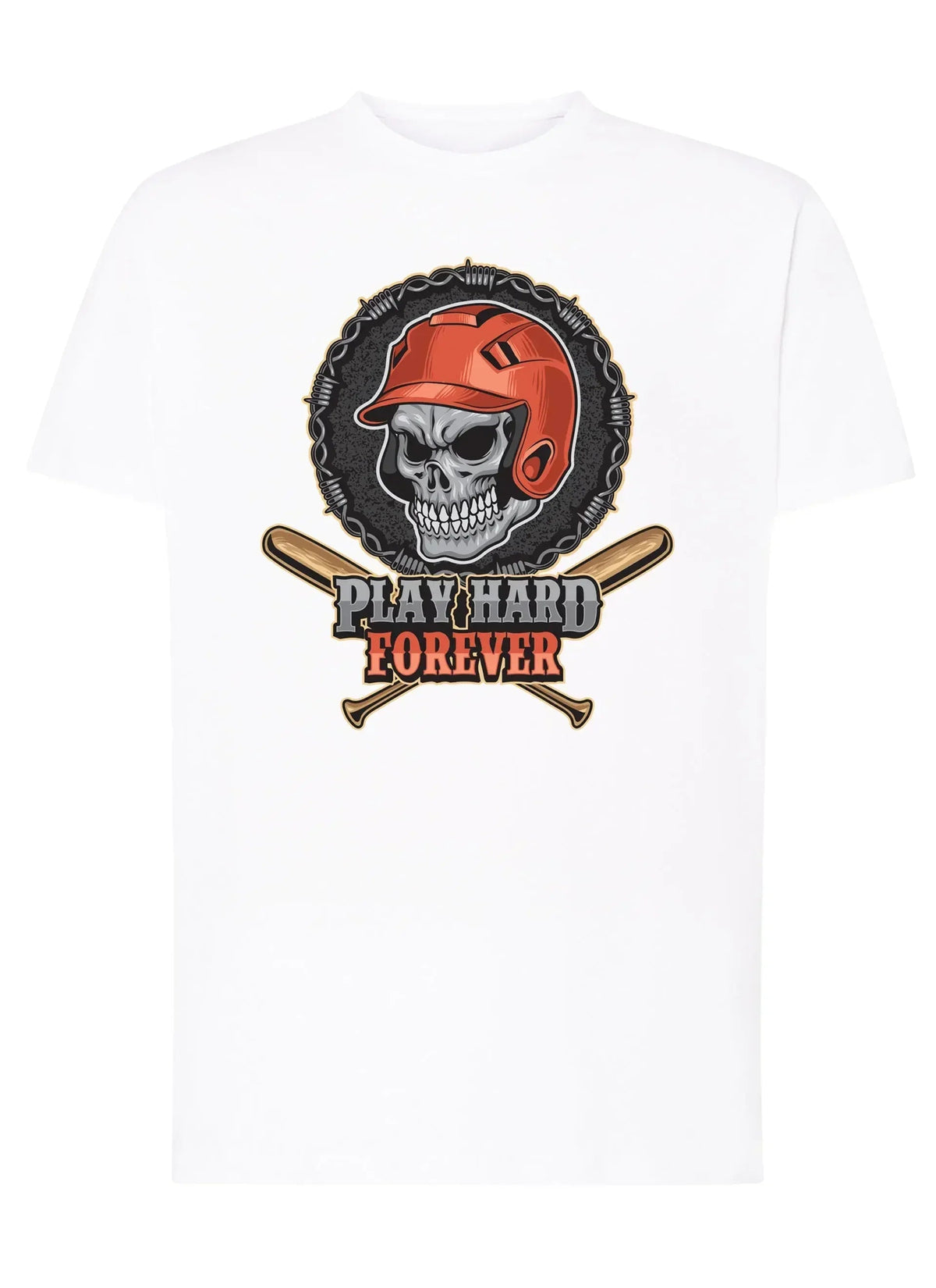 Baseball Skull Motor Tattoo 9052 T-shirt Urban Men Uomo 100% Cotone Pettinato JK