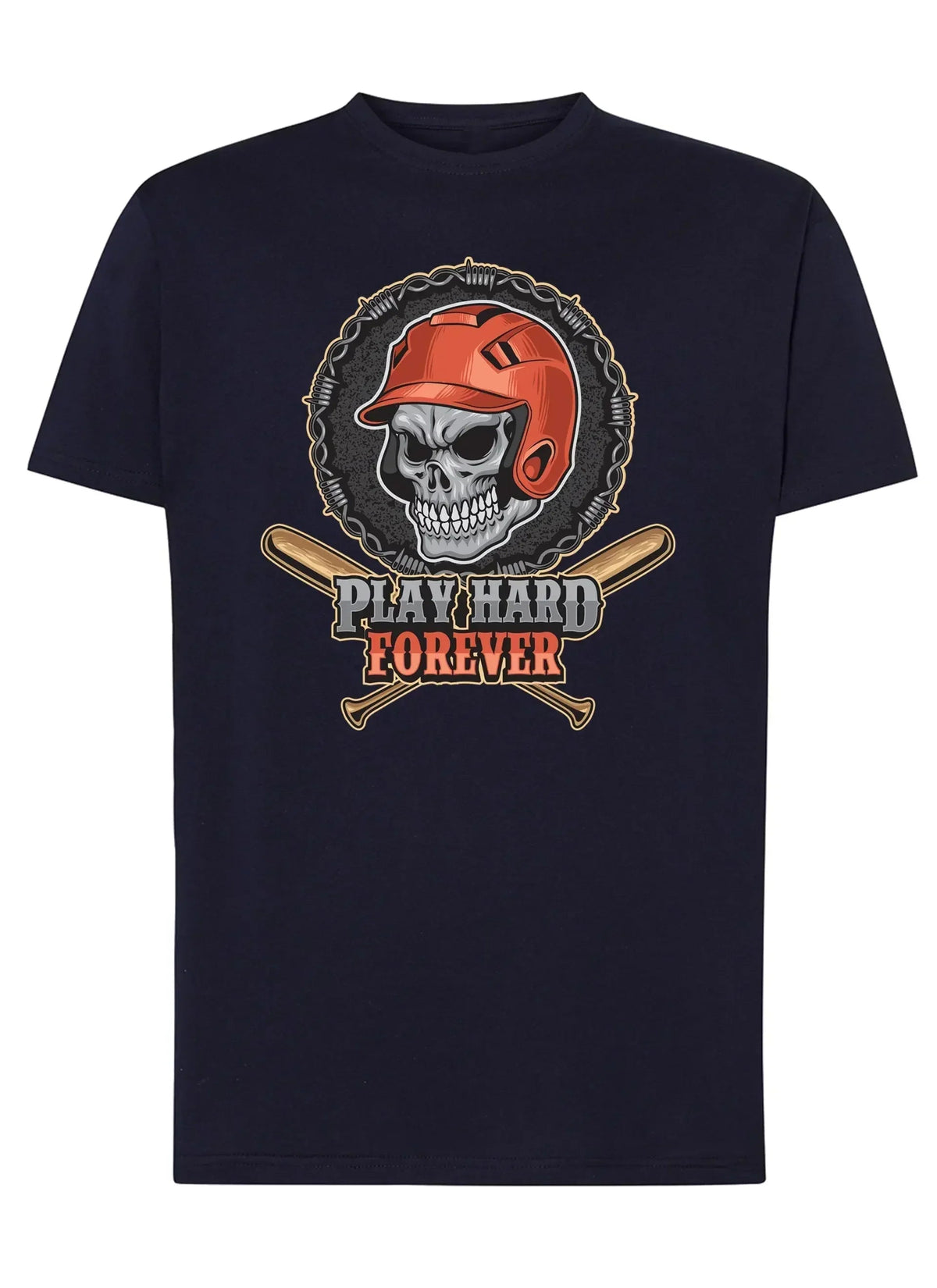 Baseball Skull Motor Tattoo 9052 T-shirt Urban Men Uomo 100% Cotone Pettinato JK