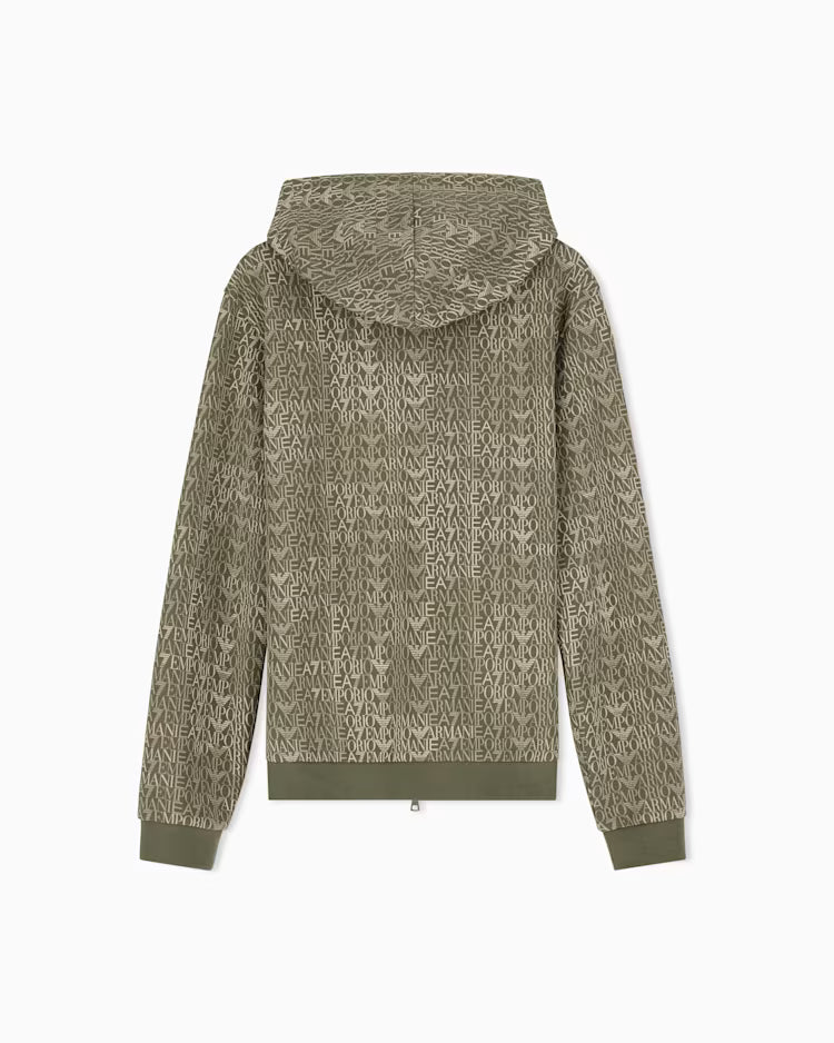 EA7 ARMANI Felpa Logo Series full zip con cappuccio in misto cotone 7M002206 AF12660 F7011 verde