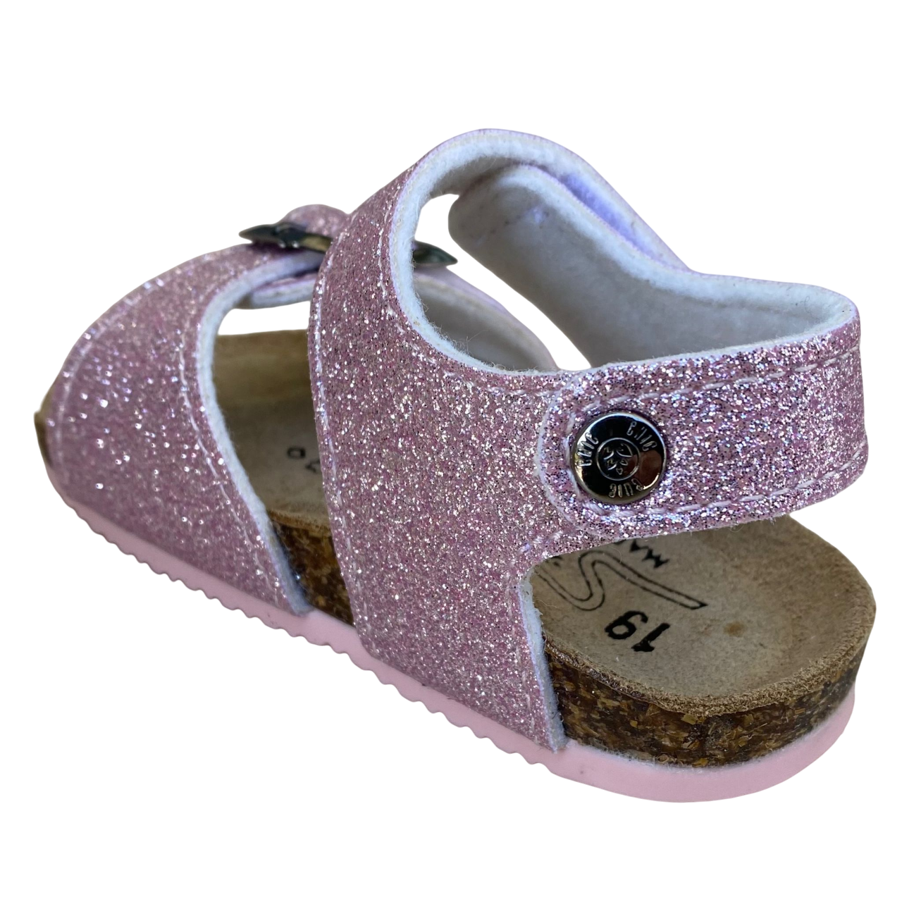 Biochic glittery sandal for girls with adjustable buckle and velcro strap BC55475K powder