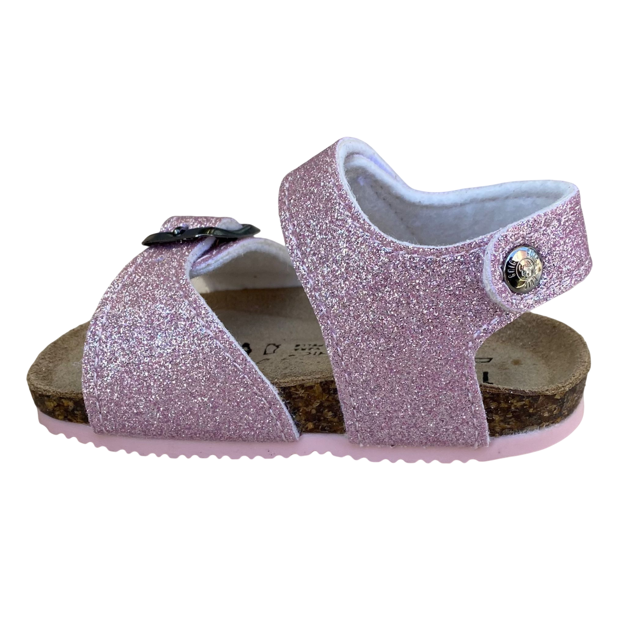 Biochic glittery sandal for girls with adjustable buckle and velcro strap BC55475K powder