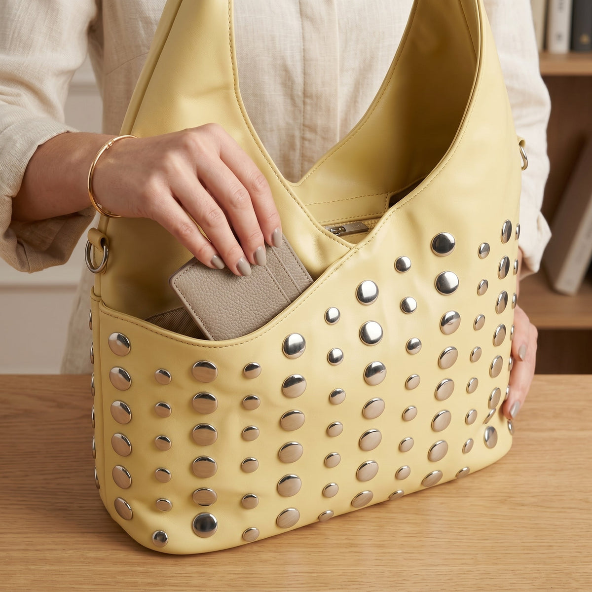 Silver Dot Borsa Media in Ecopelle