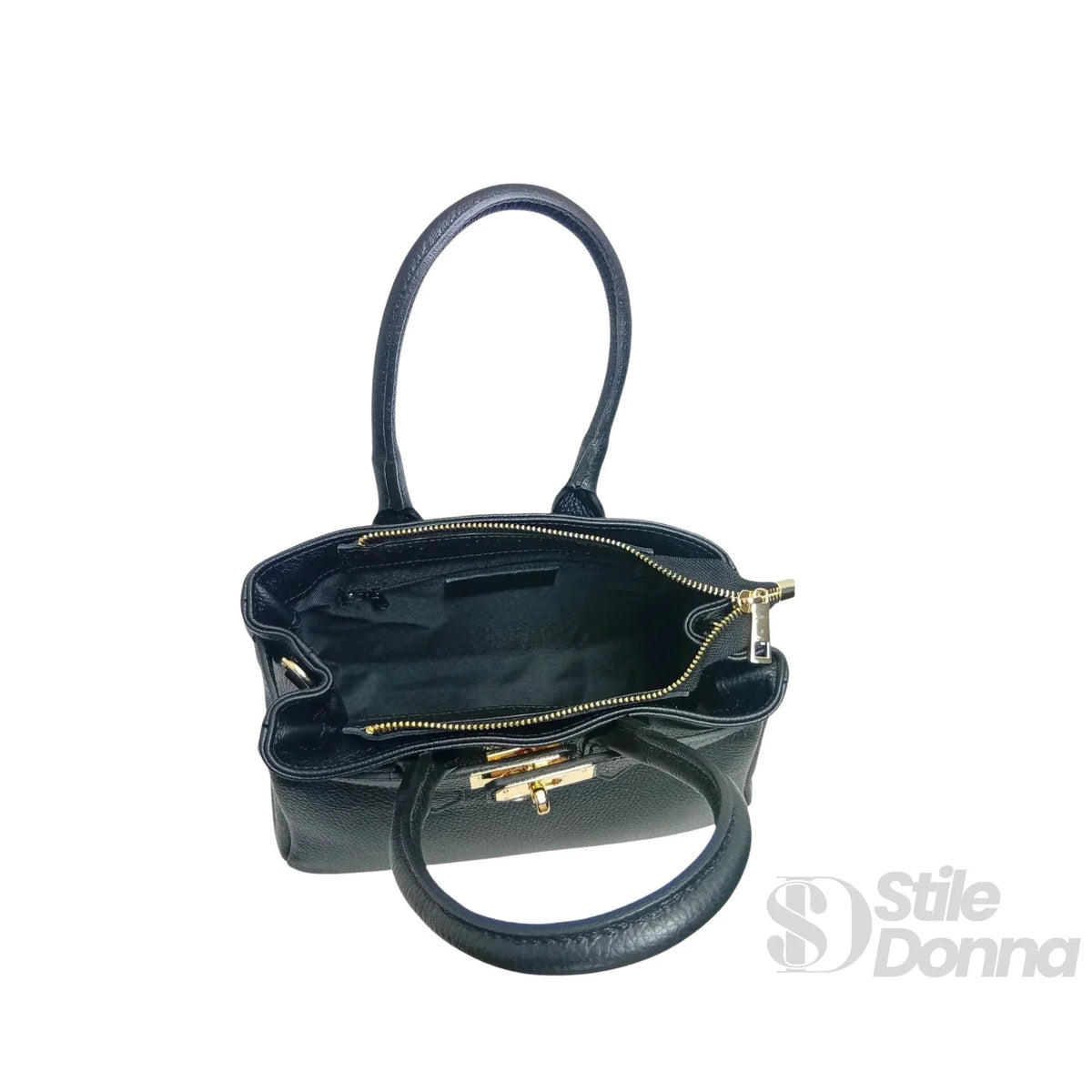 Borsa a Mano in Vera Pelle Hardware Oro