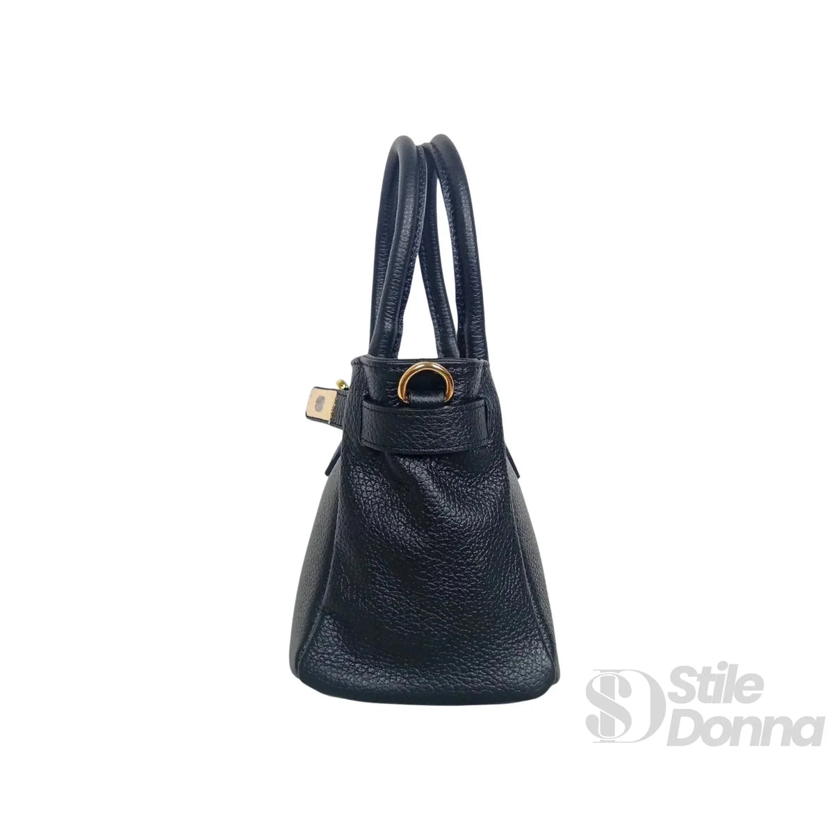 Borsa a Mano in Vera Pelle Hardware Oro